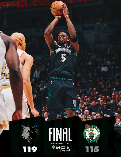 11月30日 NBA常规赛 凯尔特人vs森林狼 全场录像及集锦