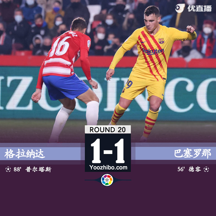 <a href=/zuqiuzq/barcelona/ target=_blank class=infotextkey>巴萨</a>1-1格拉纳达  阿尔维斯助攻卢克-德容连场破门