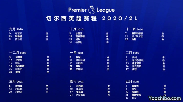 20/21赛季<a href=/zuqiuzq/chelsea/ target=_blank class=infotextkey>切尔西</a>赛程表出炉